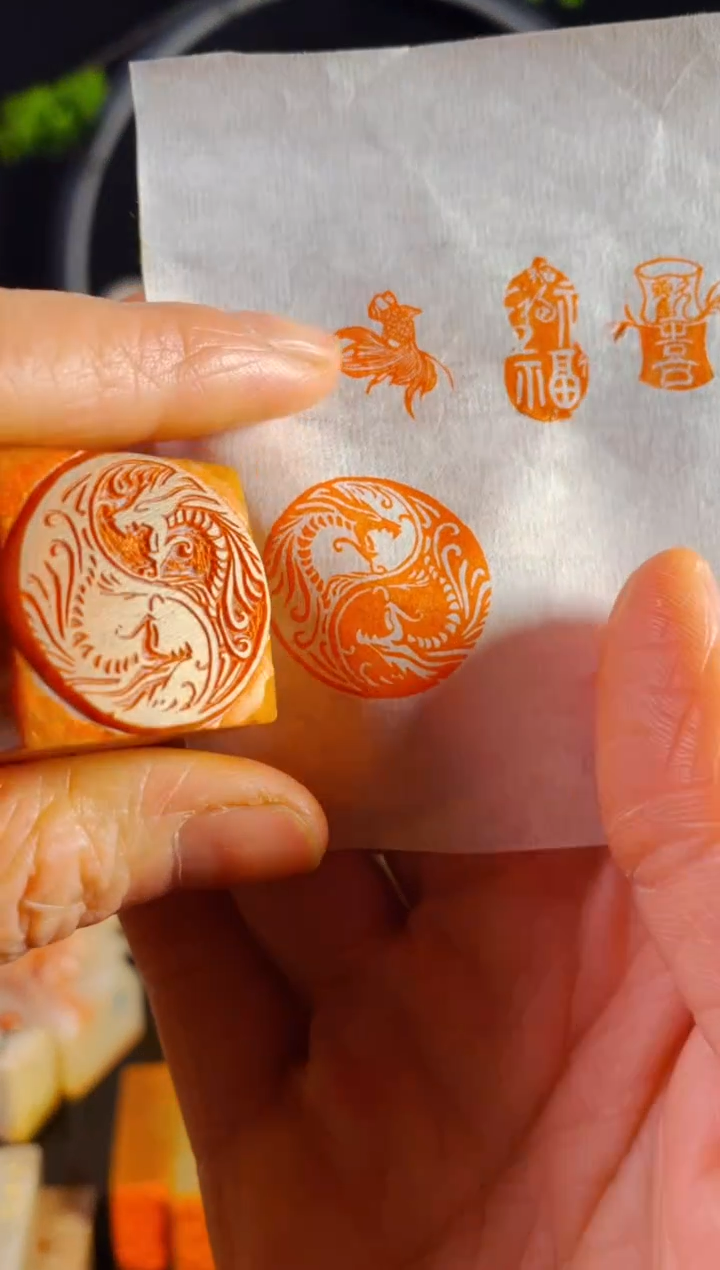 【闪购商品】浙江红石印石手工篆刻《双龙图》2.5