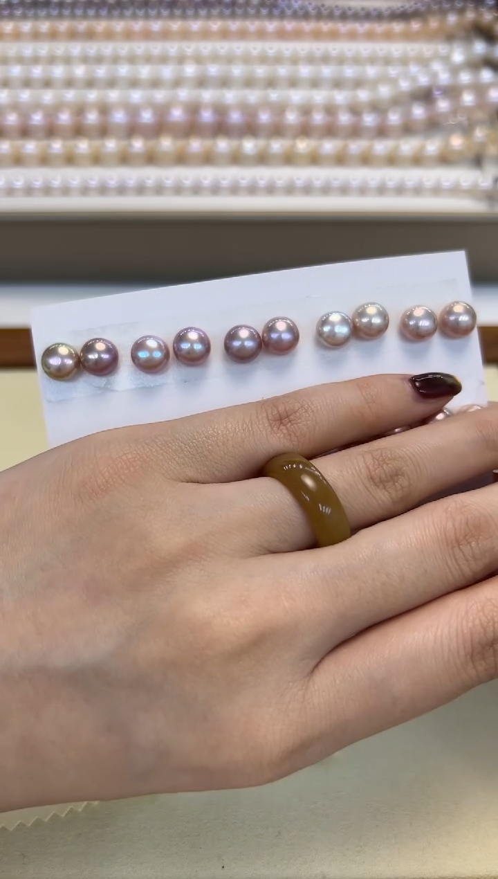 银S925镶嵌耳饰淡水珍珠无核彩素钉3多样性发一件