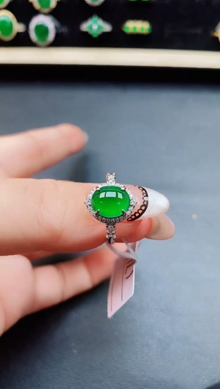 翡翠戒指银S925镶嵌50800