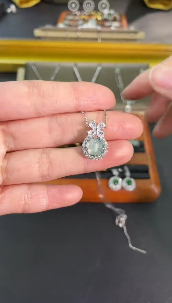 【闪购商品】翡翠吊坠(赠链)未镶嵌蛋面吊坠