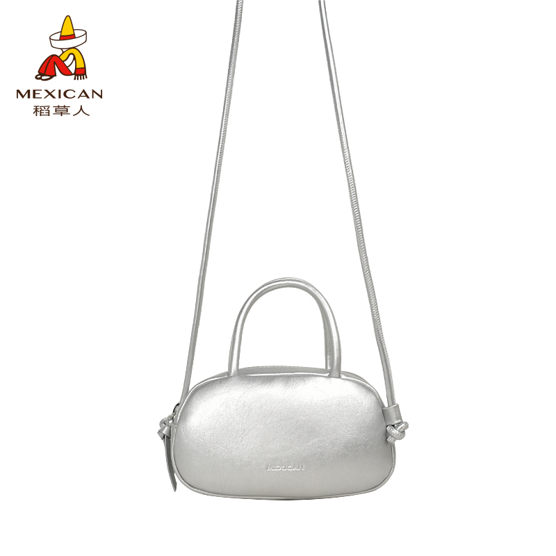 Mexican/稻草人休闲单肩白色拉链手拎包女士斜挎包可调节精致