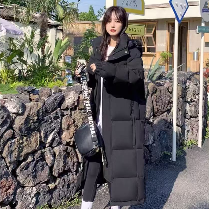 新国标90白鸭绒羽绒服长款过膝加厚情侣中戏保暖百搭