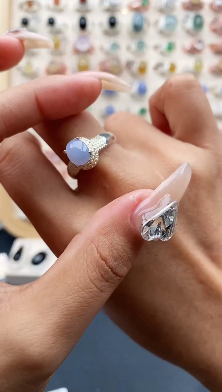 【闪购商品】翡翠戒指未镶嵌缅甸天然A货翡翠444   5+7