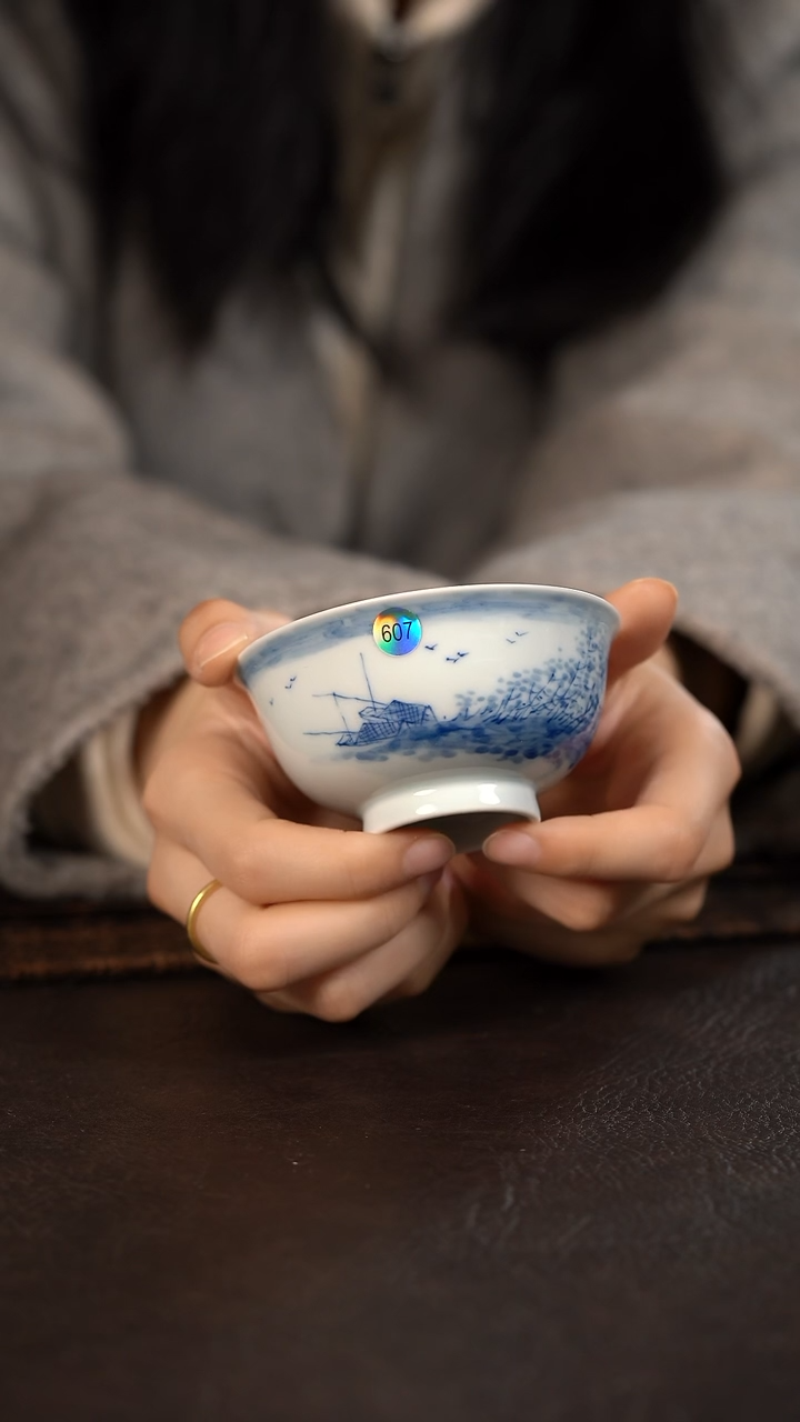 【闪购商品】杯607号HLX陶瓷山水茶碗杯-*