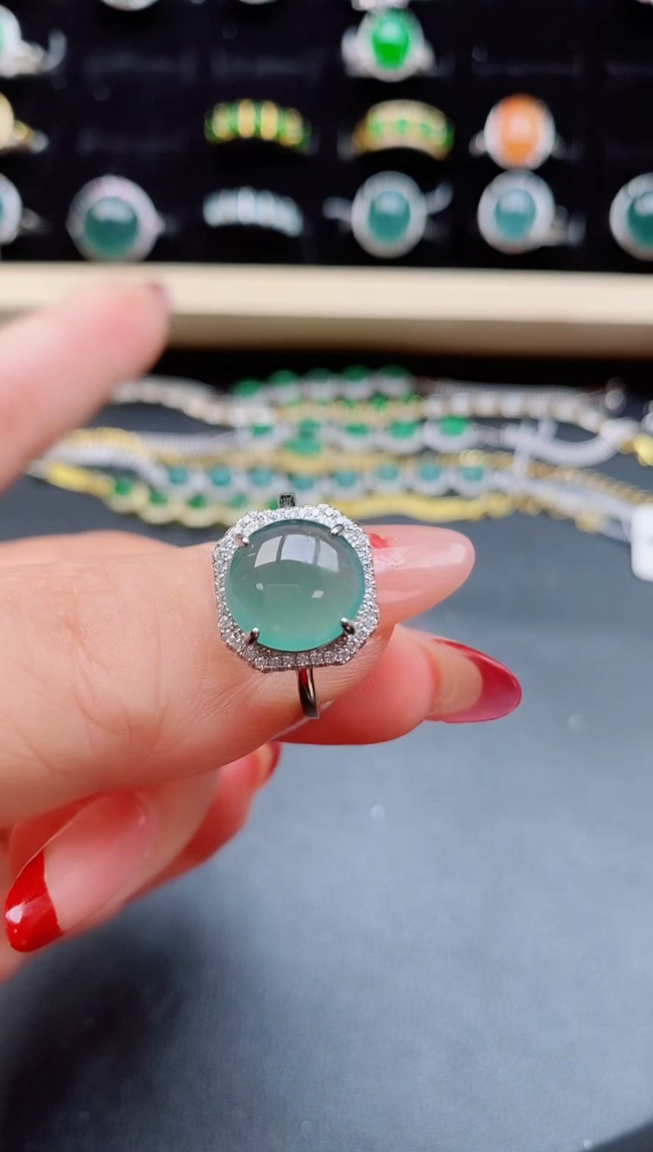 【闪购商品】翡翠戒指银S925镶嵌1321