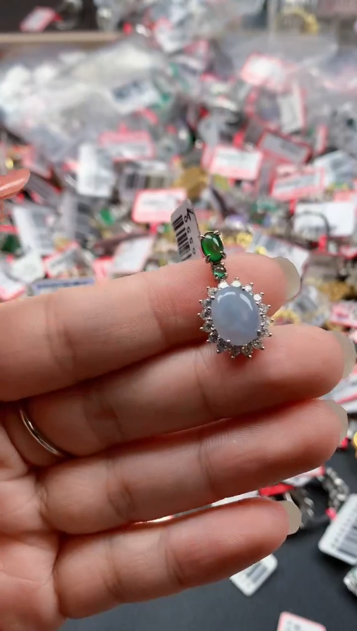 银S925镶嵌戒指翡翠天然A货缅甸翡翠