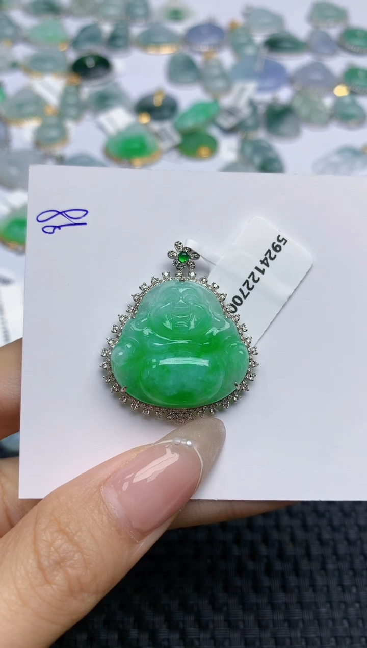 【闪购商品】翡翠颈饰18K金镶嵌 天然翡翠A货