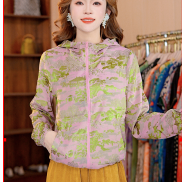 6973-29渐变舒适印花洋气百搭外套