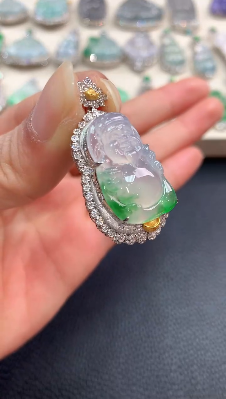 【闪购商品】翡翠吊坠(不含链)18K金镶嵌n35       