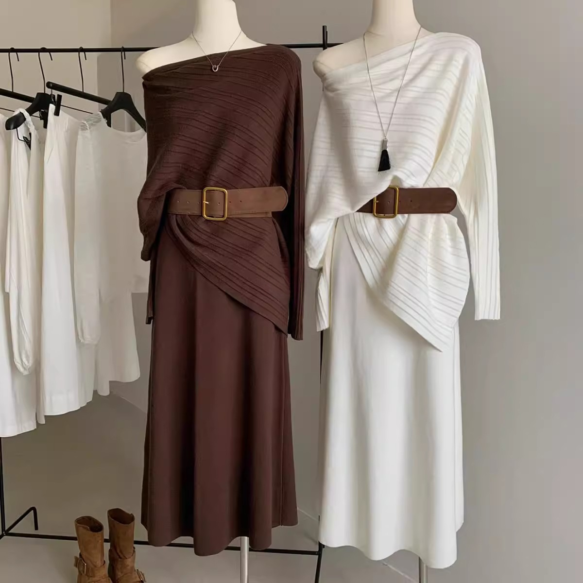 套装女款爆款2025新款高级感韩系时尚简约百搭小衫针织半身裙套装