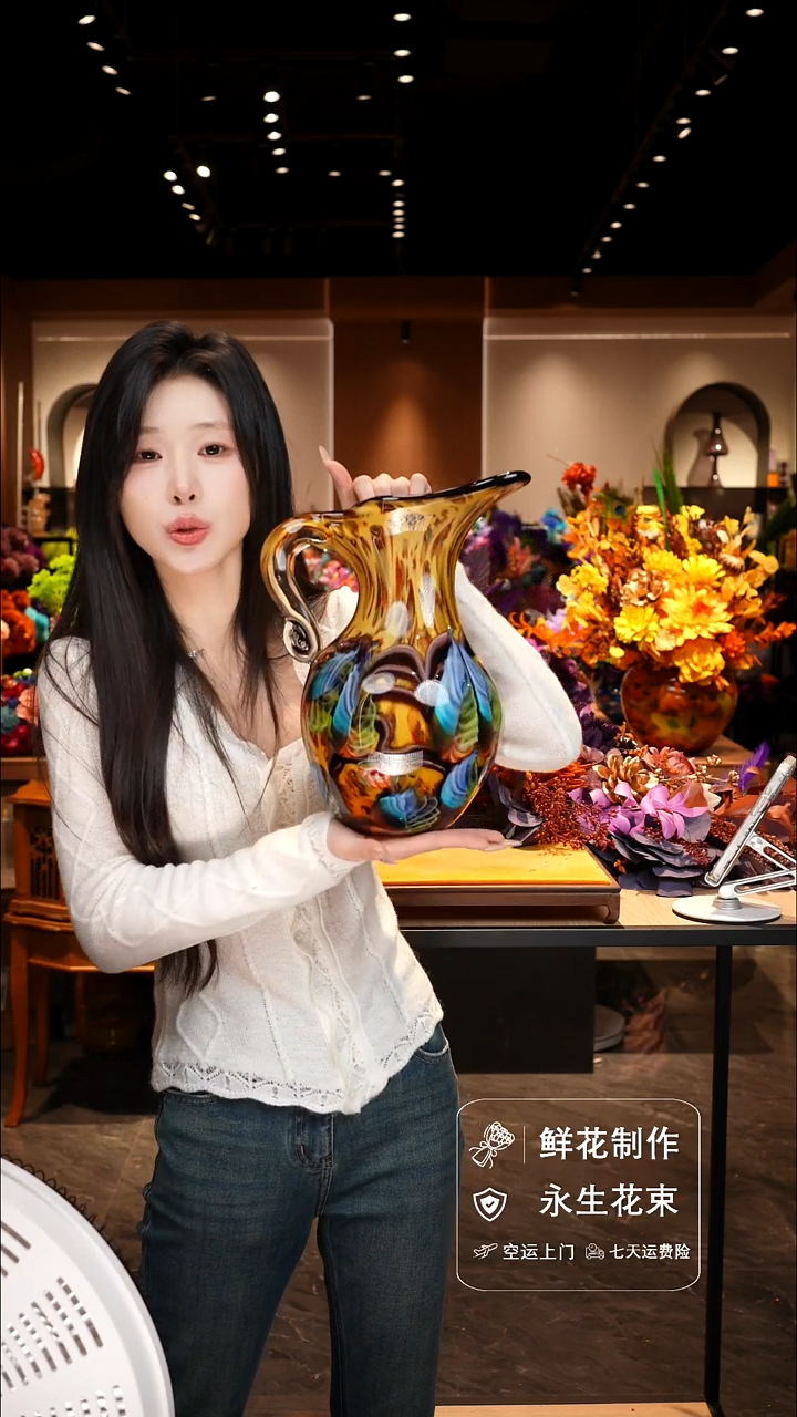 手工艺品琉璃手工花器花束空运包邮送货上门-以图片为准    