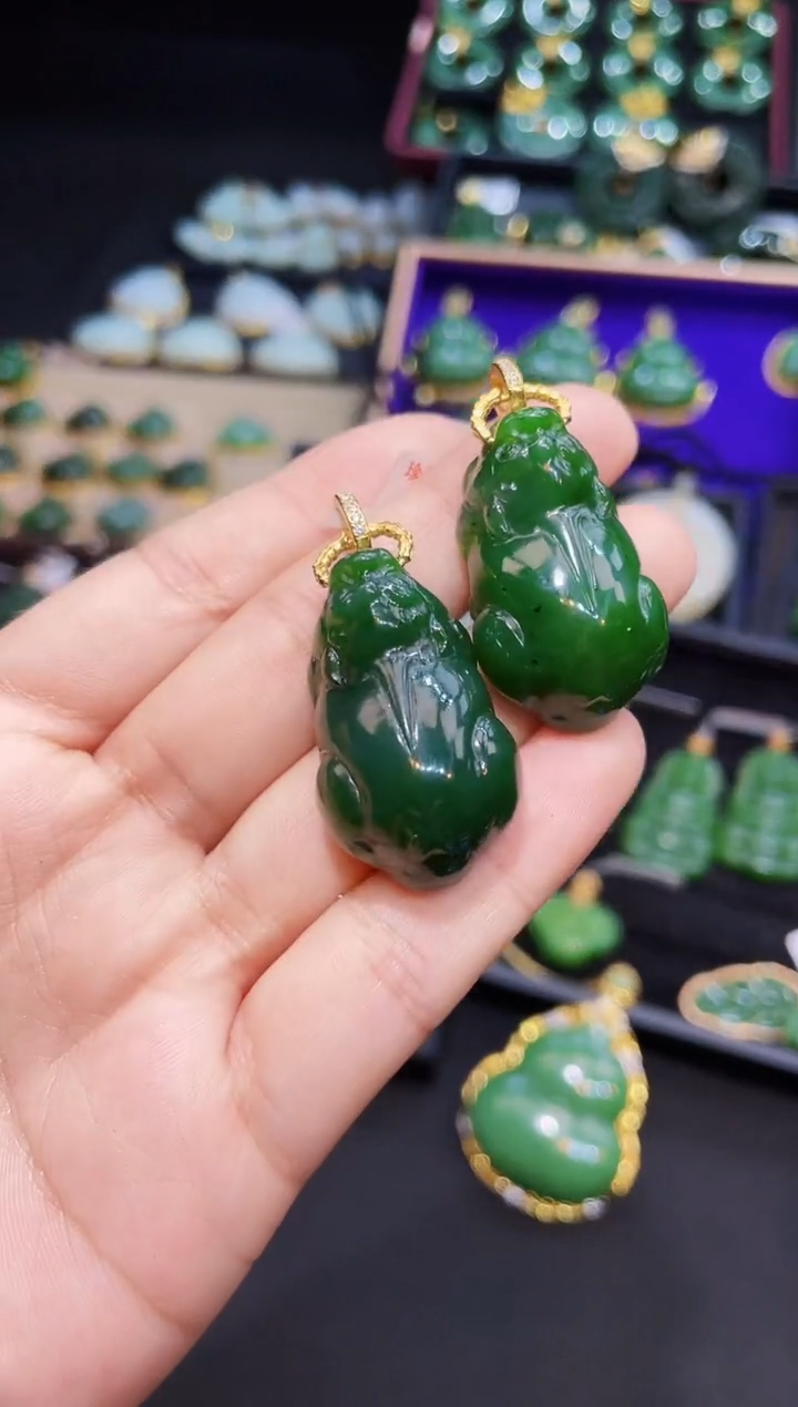 和田玉银S925镶嵌吊坠(不含链)多样性发一