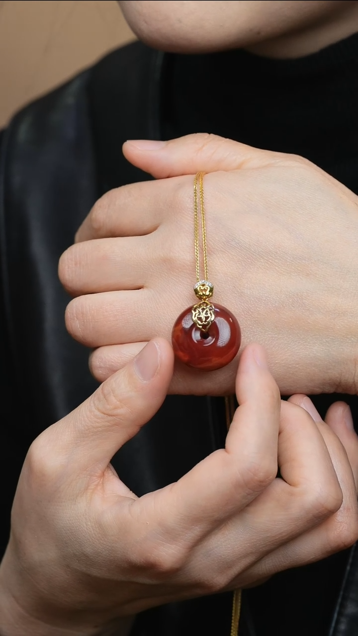 【闪购商品】南红玛瑙吊坠18K金镶嵌@D-637@