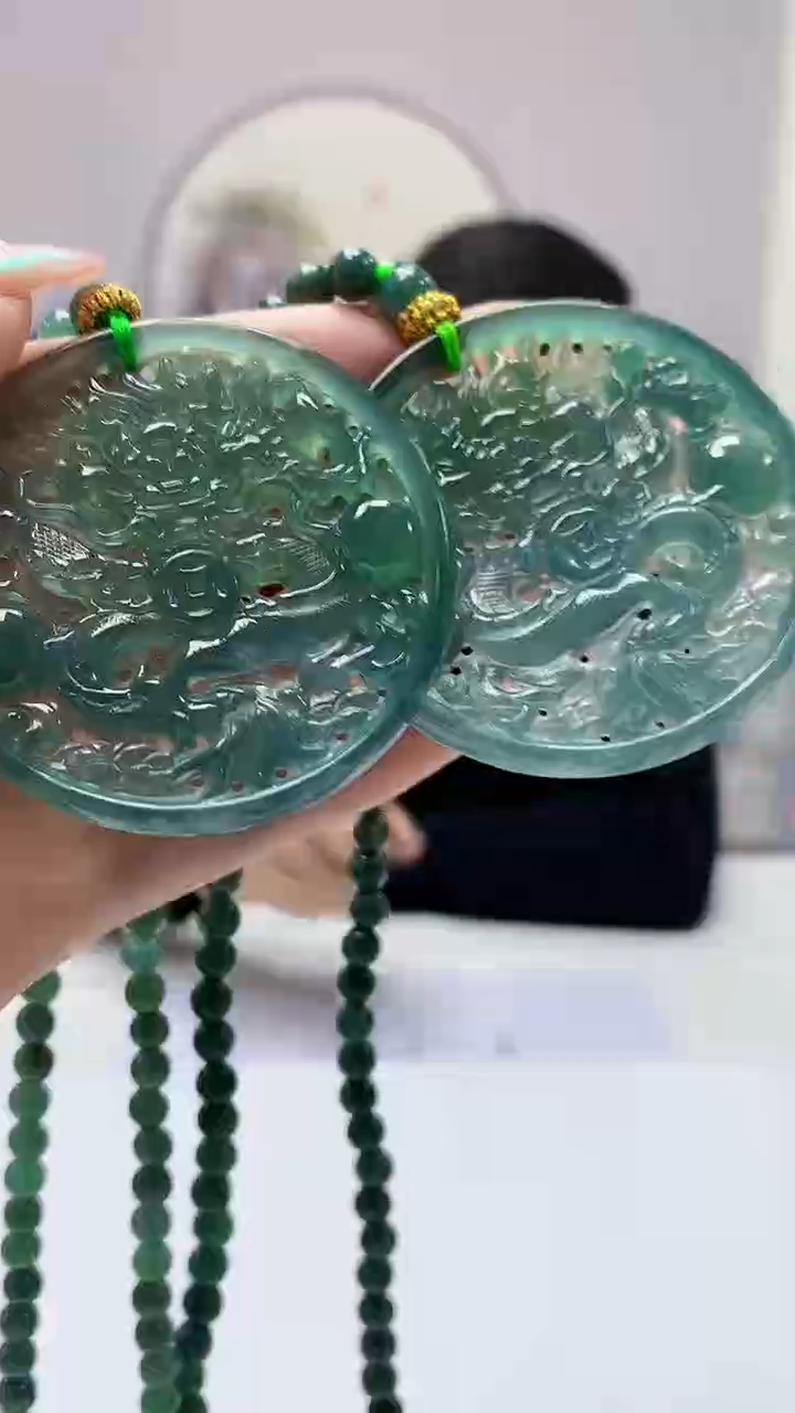 【闪购商品】定制翡翠未镶嵌5152DD-毛货挂件一对117