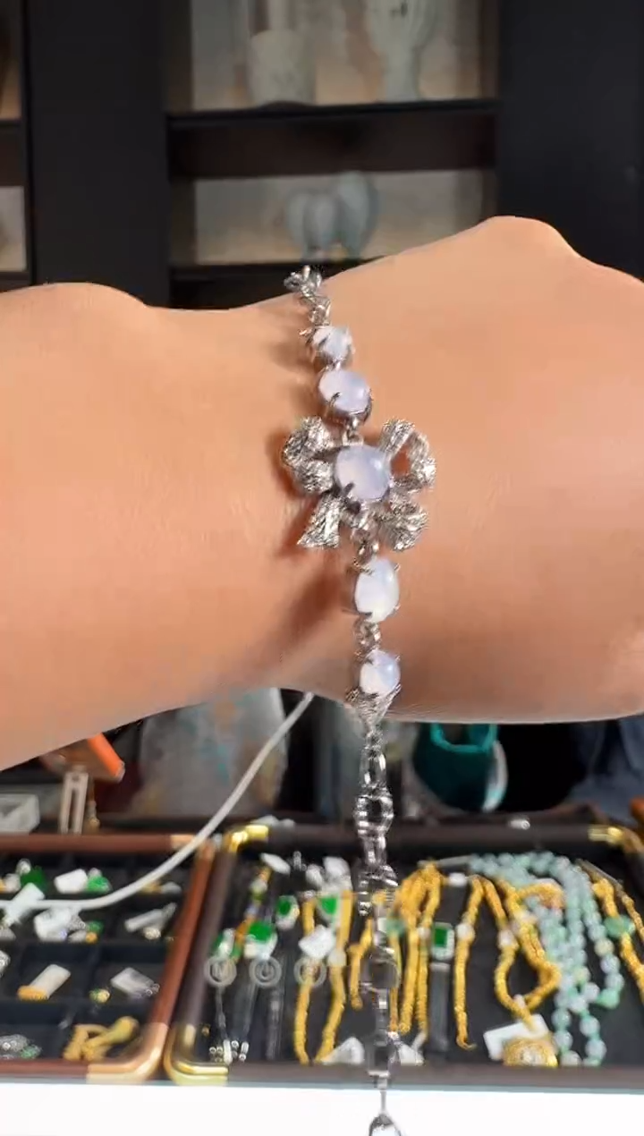 银S925镶嵌手链翡翠65