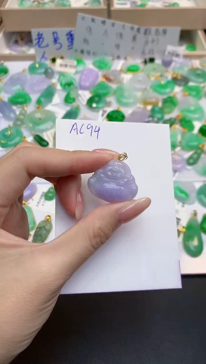 颈饰18K金镶嵌翡翠天然缅甸A货翡翠