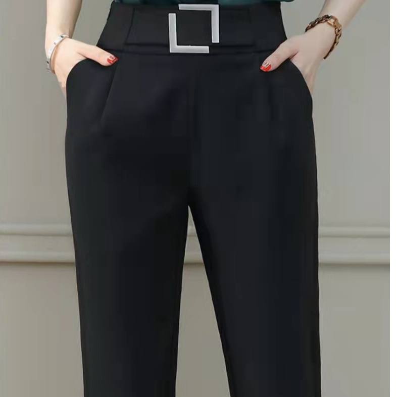 女士时尚显瘦哈伦裤黑色百搭休闲直筒宽松弹力