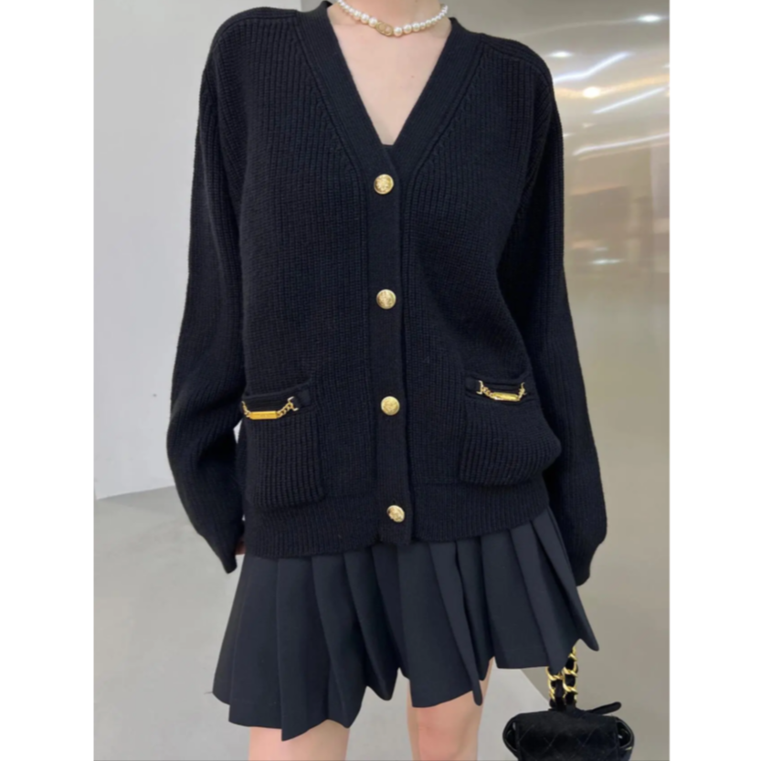 未使用 Celine/思琳 汤/P245723901/深蓝色金属logo开衫 M