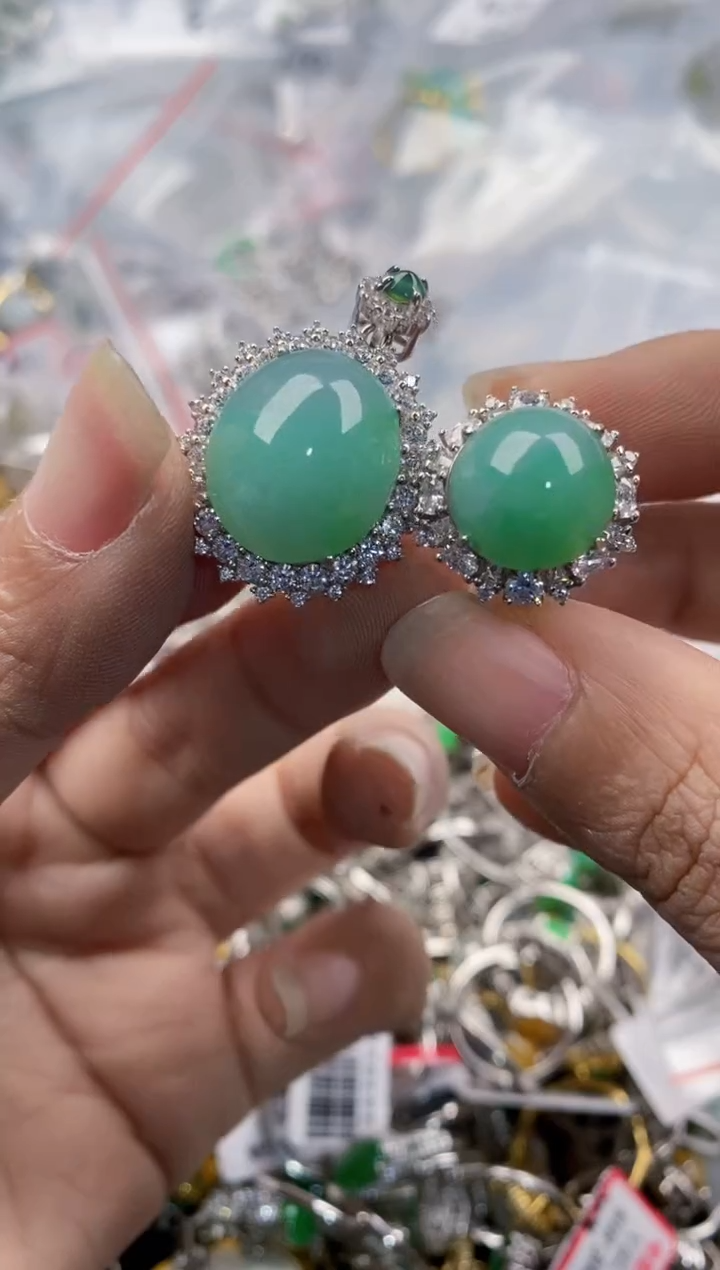 银S925镶嵌戒指翡翠444---10