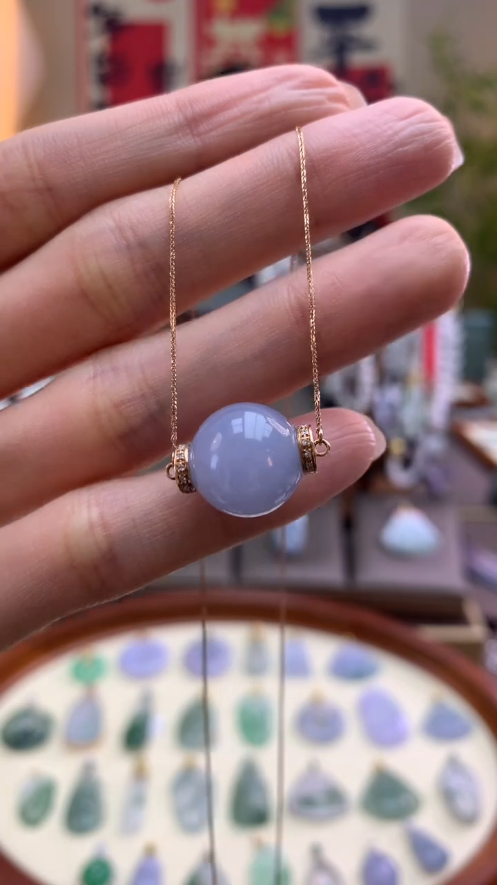 【闪购商品】翡翠颈饰18K金镶嵌珠子