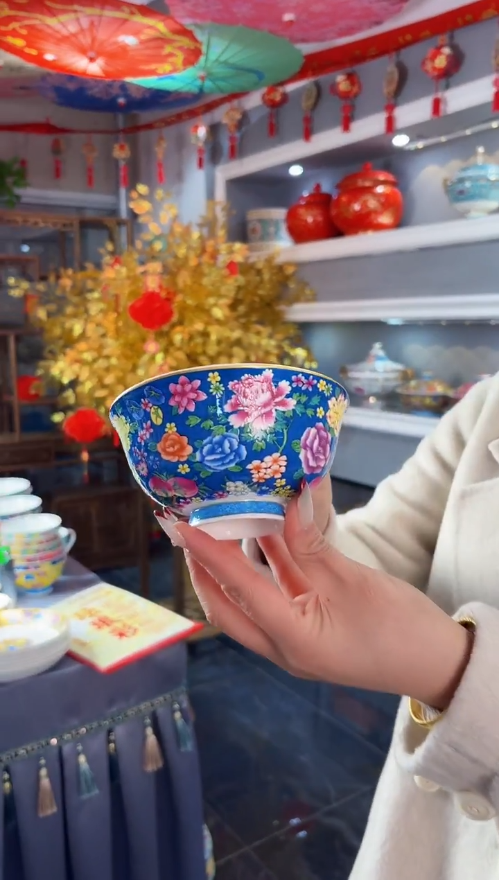 珐琅4.5英寸饭碗6个景德镇餐具