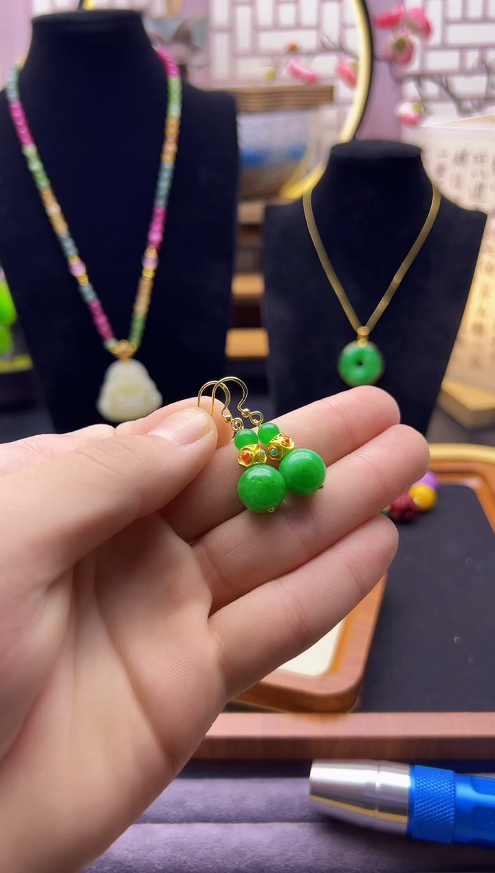 【闪购商品】翡翠耳饰14K金镶嵌E242       