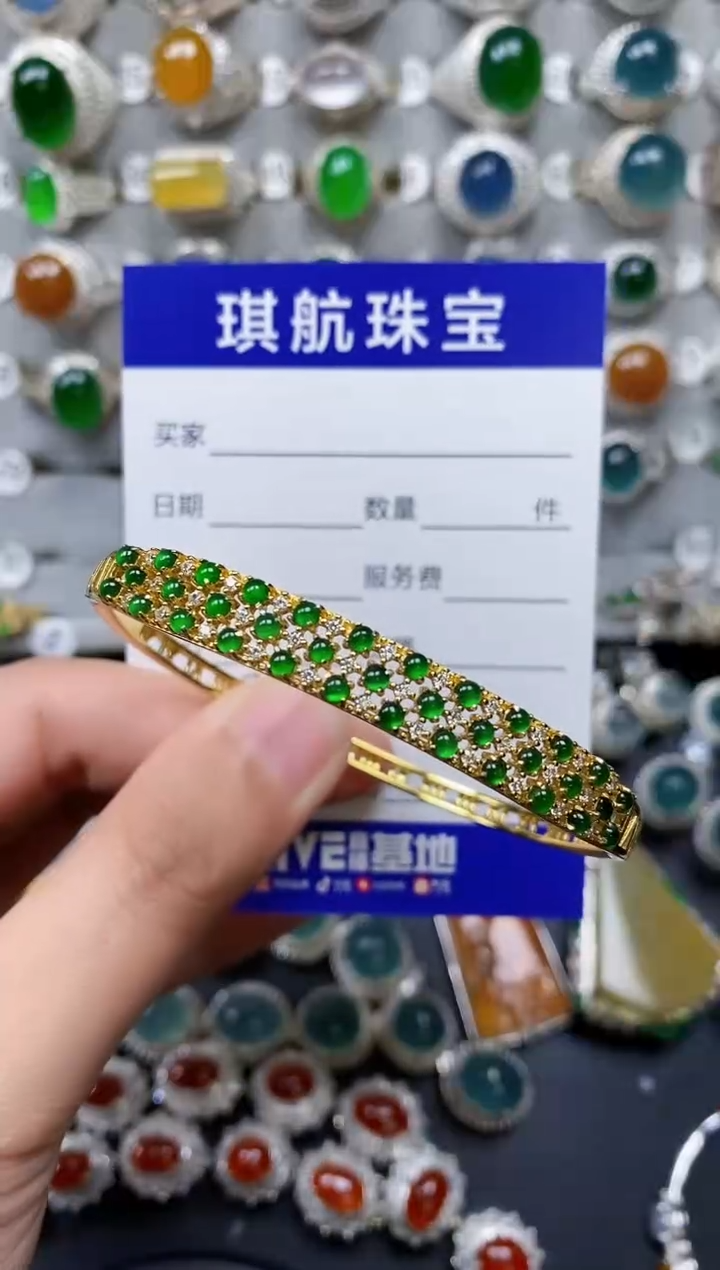 【闪购商品】翡翠手镯银S925镶嵌0703