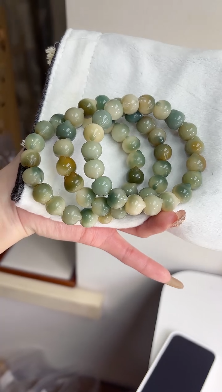 手串菩提根/象牙果沐j64紫美人玉化猫猫头13mm手串