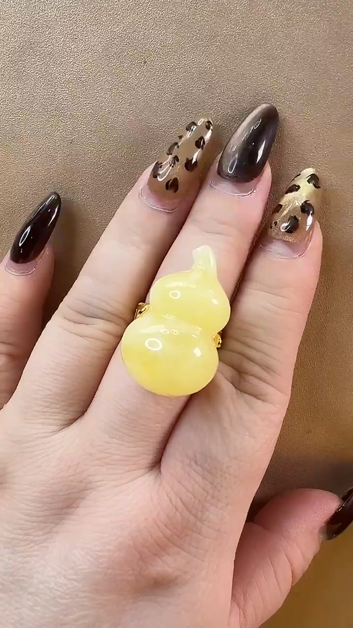 【闪购商品】琥珀戒指银S925镶嵌戒指