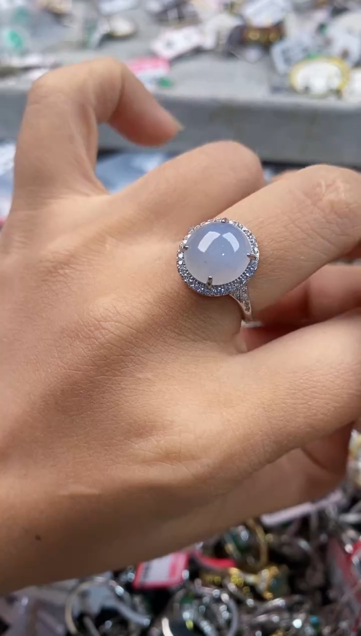 银S925镶嵌戒指翡翠444---4