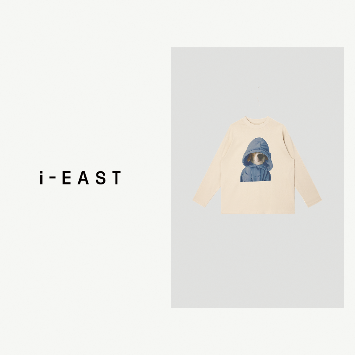 i-EAST 高冷小狗~宽松百搭休闲长袖卫衣上衣-4D SY0734