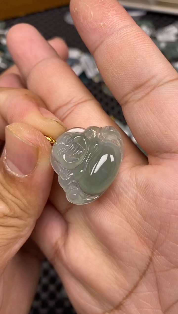 【闪购商品】翡翠吊坠(不含链)18K金镶嵌53287