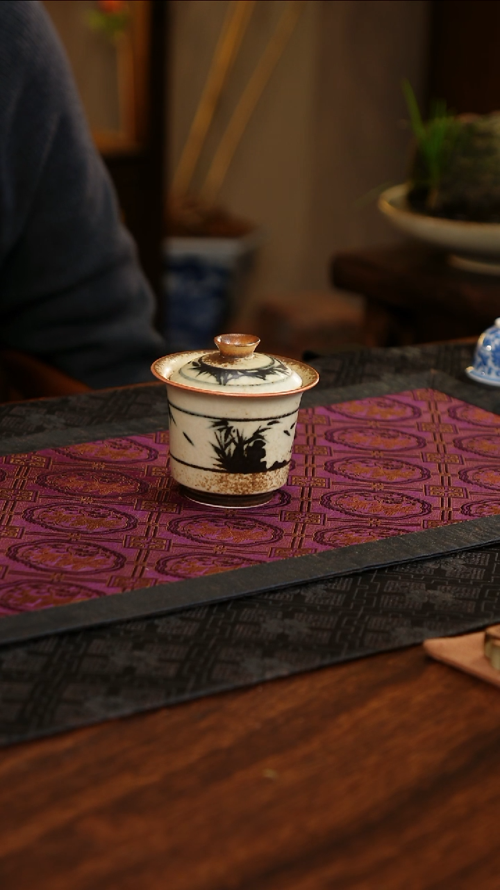 【闪购商品】杯子茗片集竹子马蹄盖碗