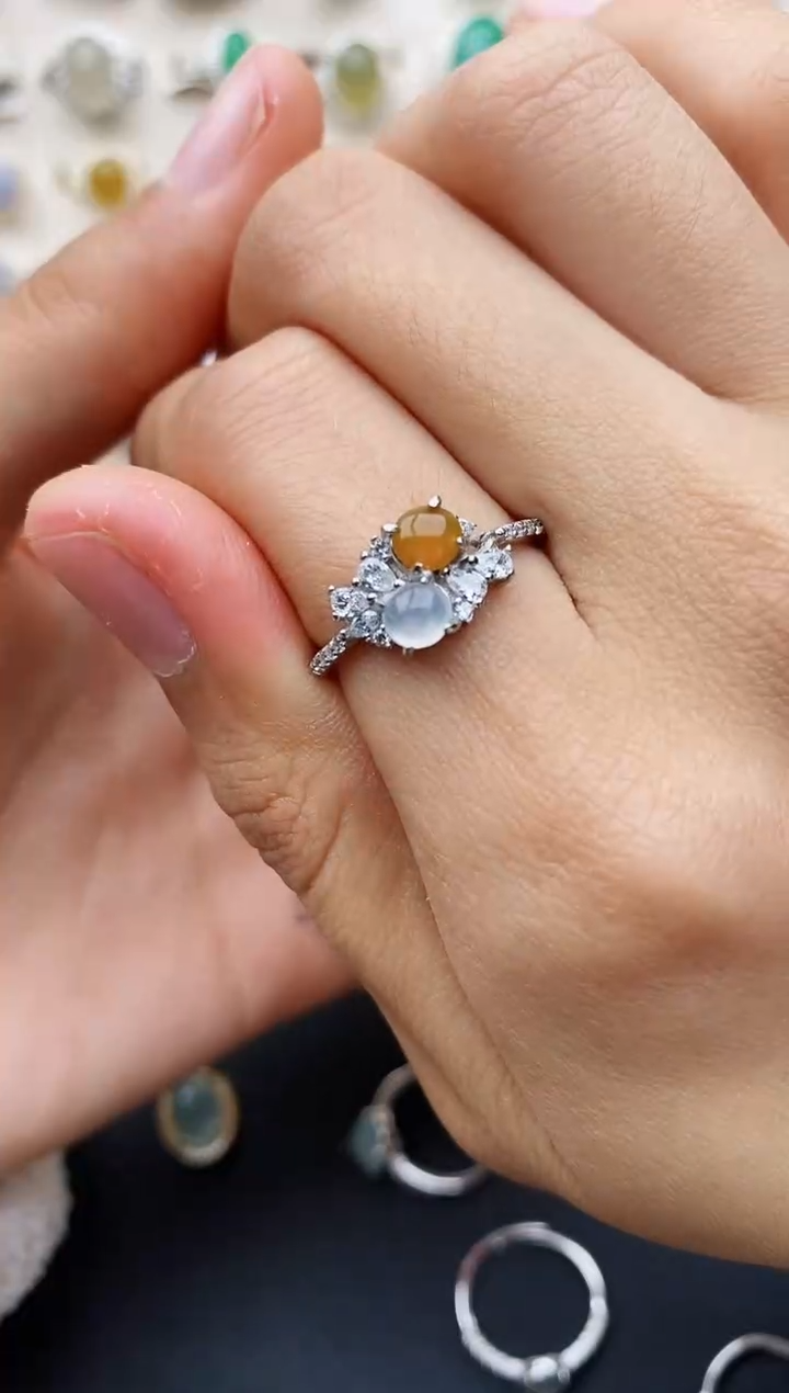 【闪购商品】翡翠戒指银S925镶嵌缅甸翡翠