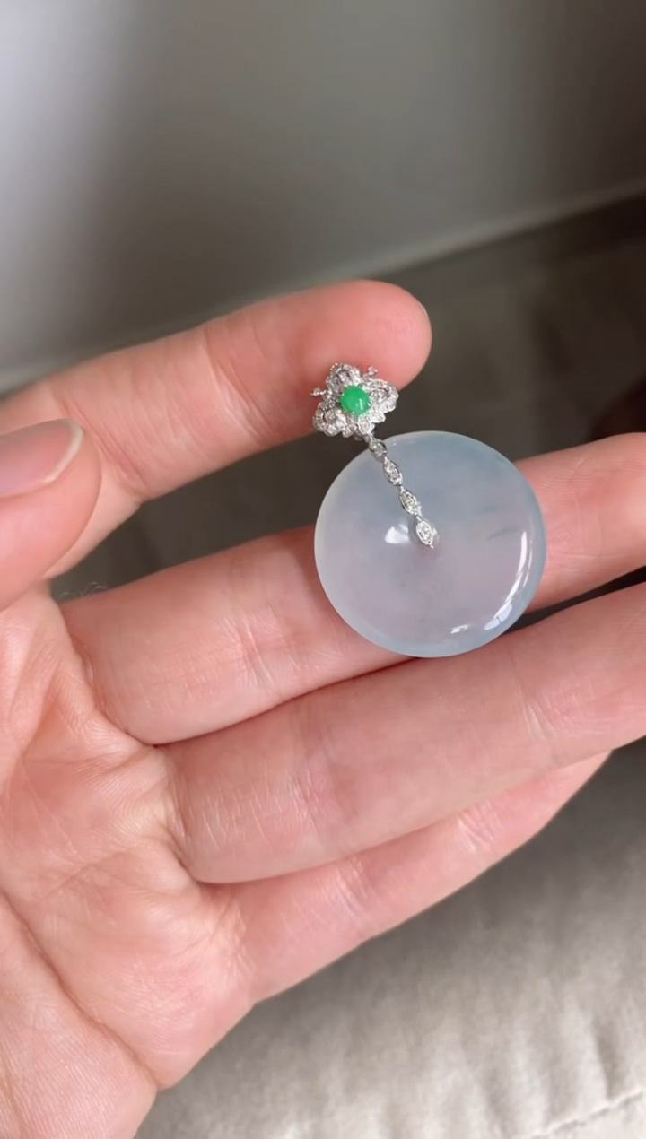 【闪购商品】翡翠挂件18K金镶嵌平安扣