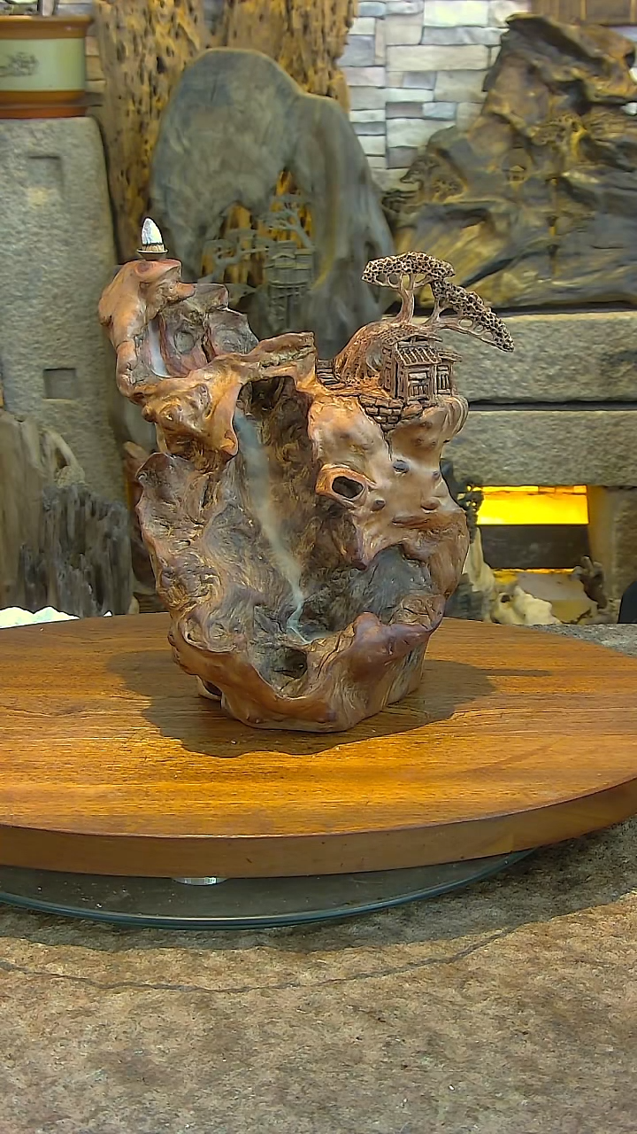 木乌珠木山水摆件