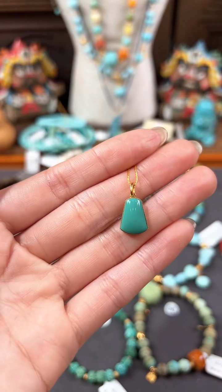 【闪购商品】绿松石颈饰18K金镶嵌绿松石吊坠
