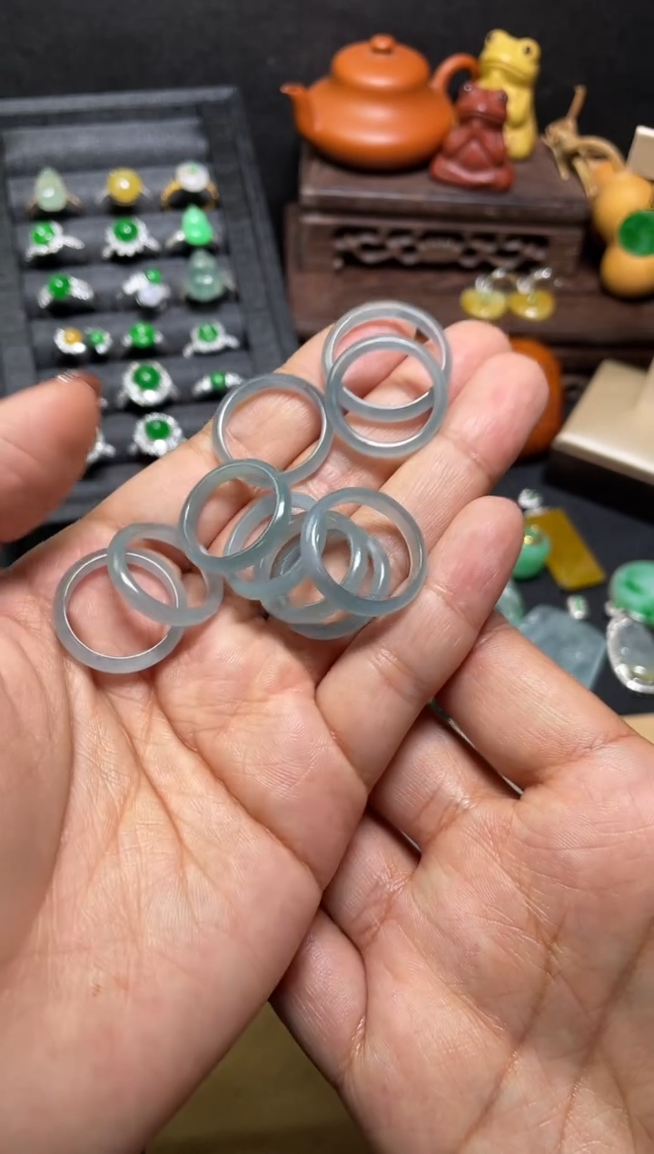 【闪购商品】翡翠戒圈未镶嵌蓝水戒圈（多样性发其一）