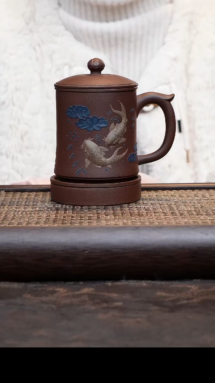 【闪购商品】紫砂茶杯五件套堆鱼