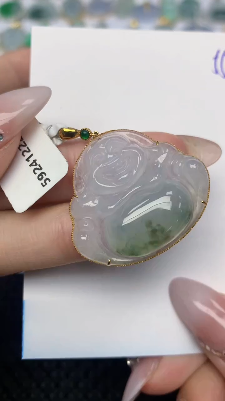 【闪购商品】翡翠颈饰18K金镶嵌天然翡翠A货 55