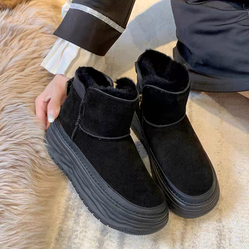 3809厚底雪地靴女冬季加绒加厚保暖防滑时尚面包棉鞋