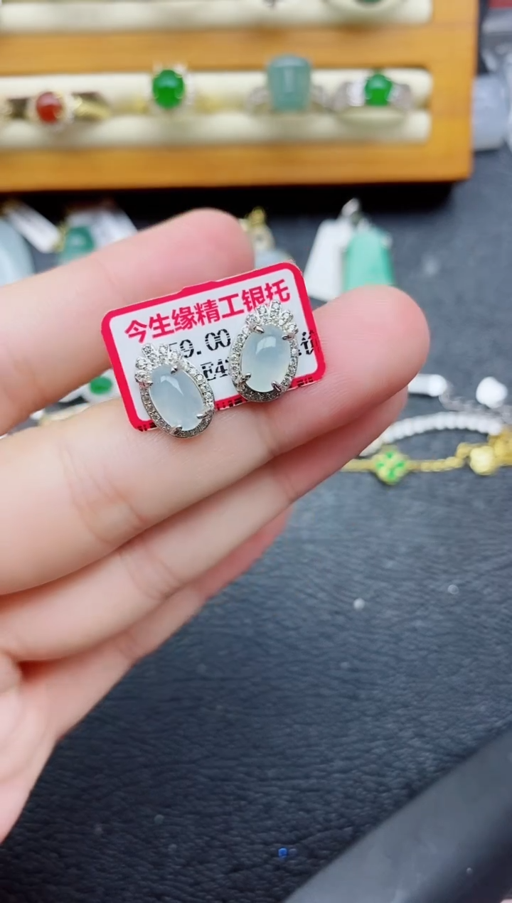 银S925镶嵌戒指翡翠1
