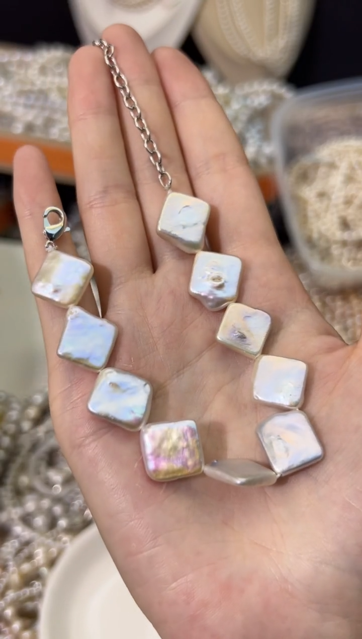 【闪购商品】淡水珍珠5未镶嵌方块*强光珍珠手链