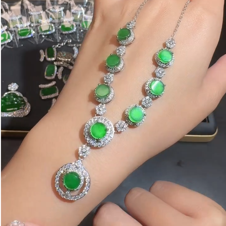 天然A货翡翠圆牌套链*774/71741/多样性发/1件