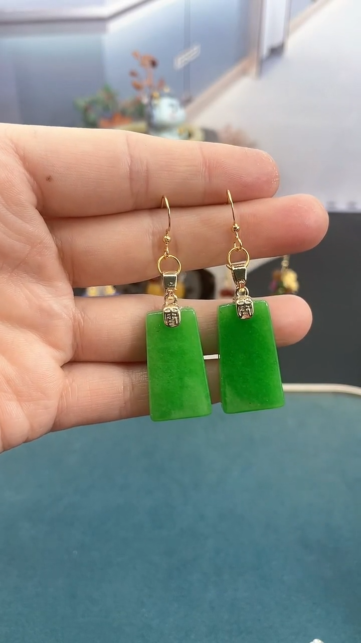 未镶嵌耳饰玛瑙/玉髓梯形无事牌耳钩