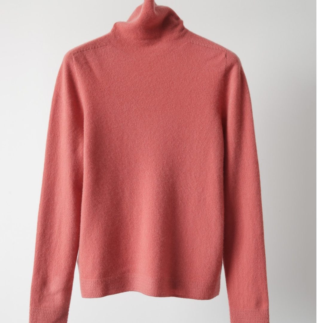 【云裳溪2025新款】100%羊毛珊瑚粉色高领打底衫