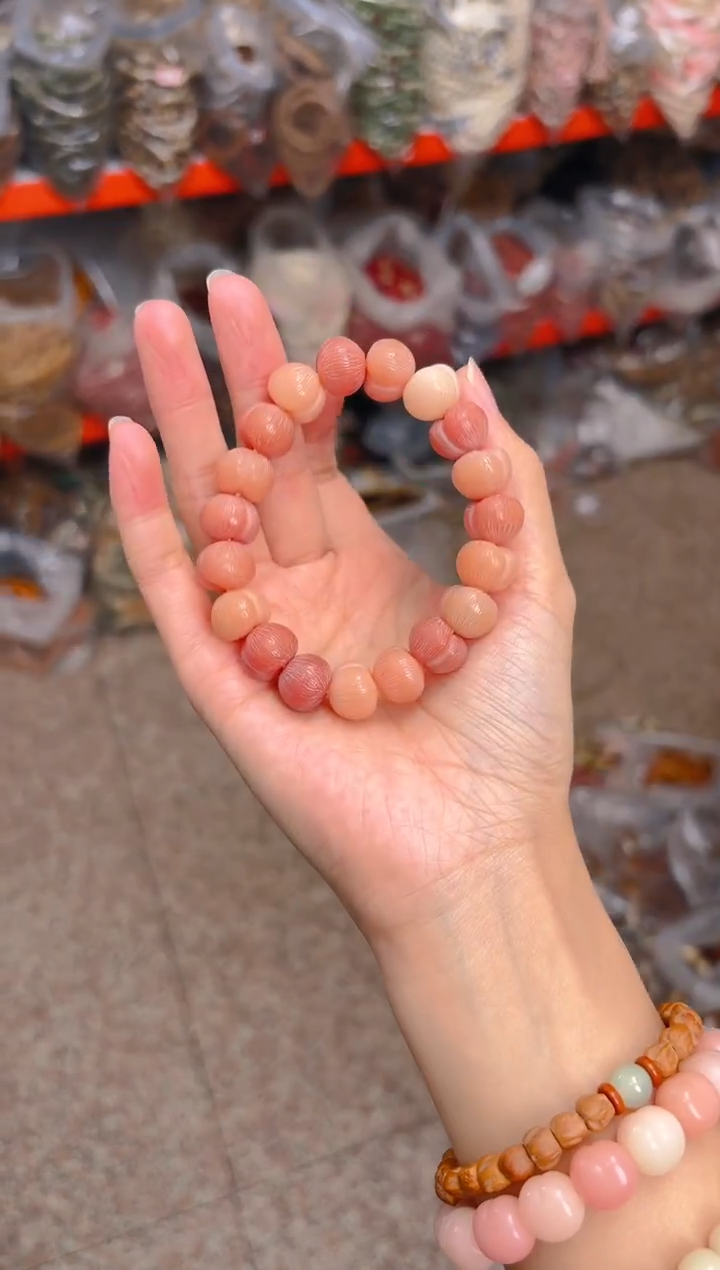 吊坠菩提根/象牙果粉色屁桃单圈