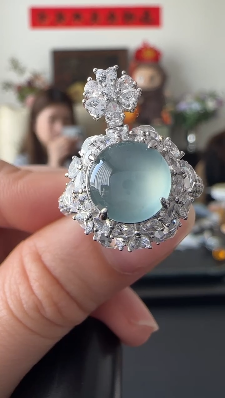 【闪购商品】翡翠戒指银S925镶嵌戒指