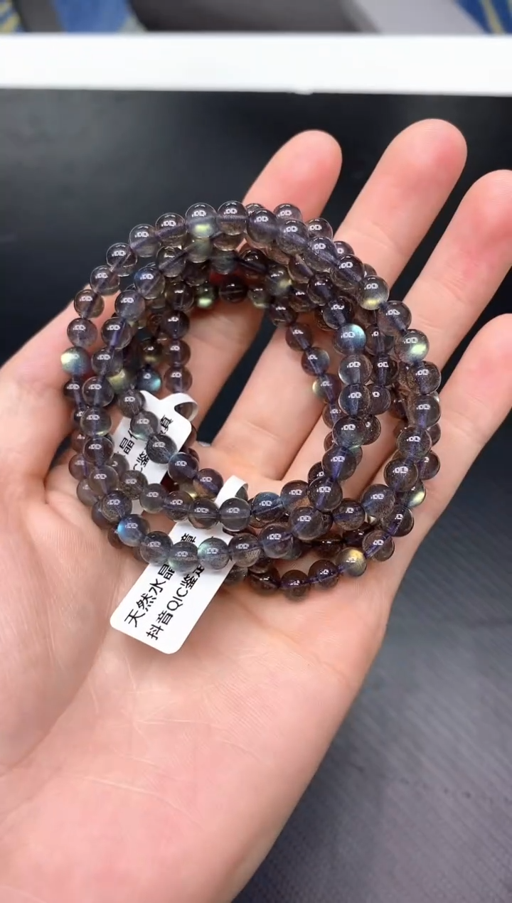 未镶嵌手串拉长石惠*AA3灰月光多圈6mm多样性发其一