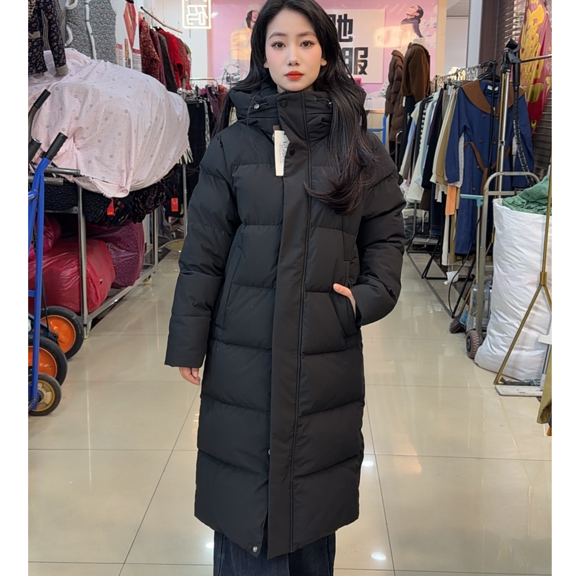 xc 2581长款长款拒污工装风休闲冬季情侣中长款